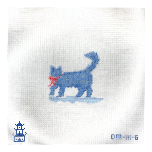 The Plum Stitchery Dana Mahnke Indigo Cat Needlepoint Canvas