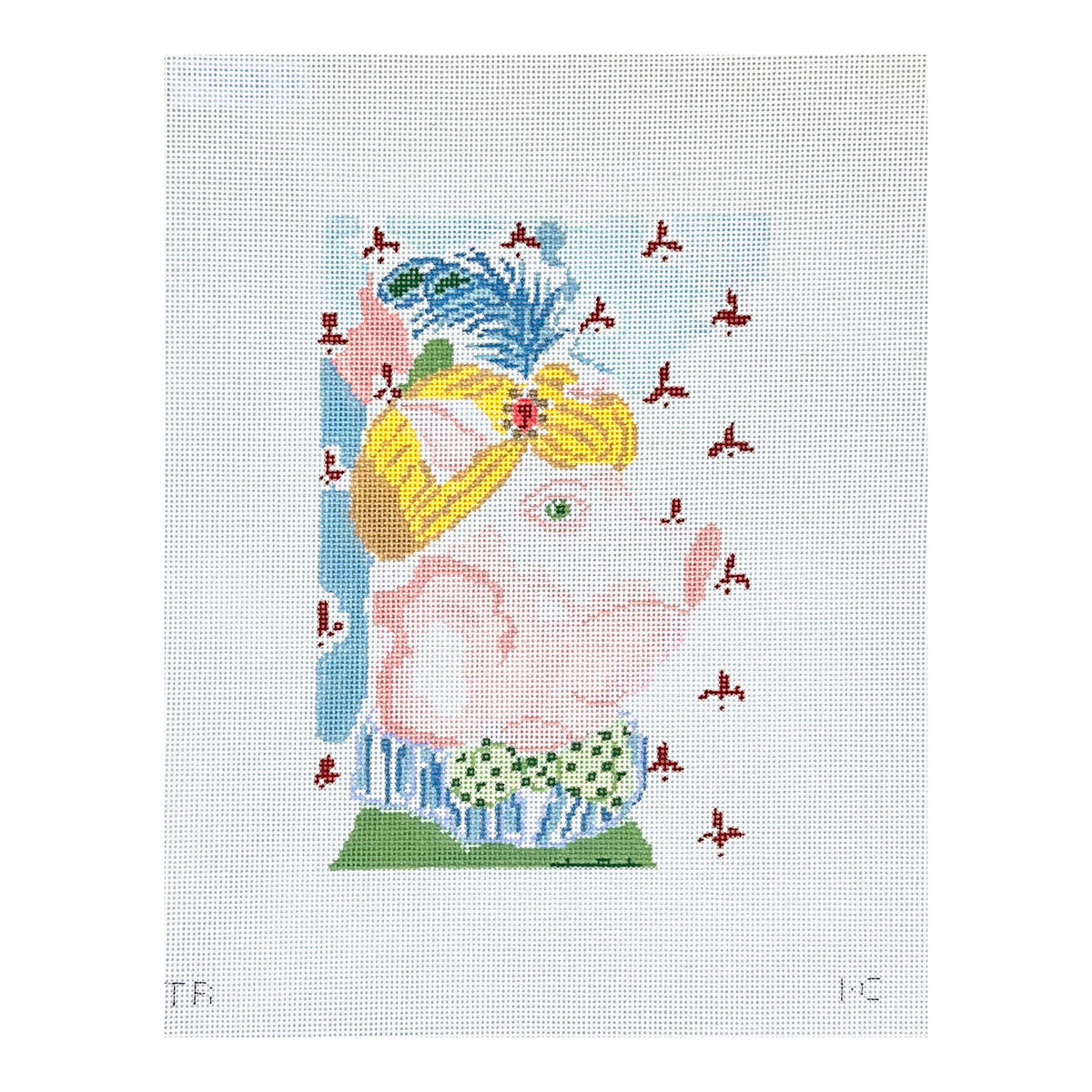 The Plum Stitchery Tara Gill Menagerie Collection Pig Needlepoint Canvas