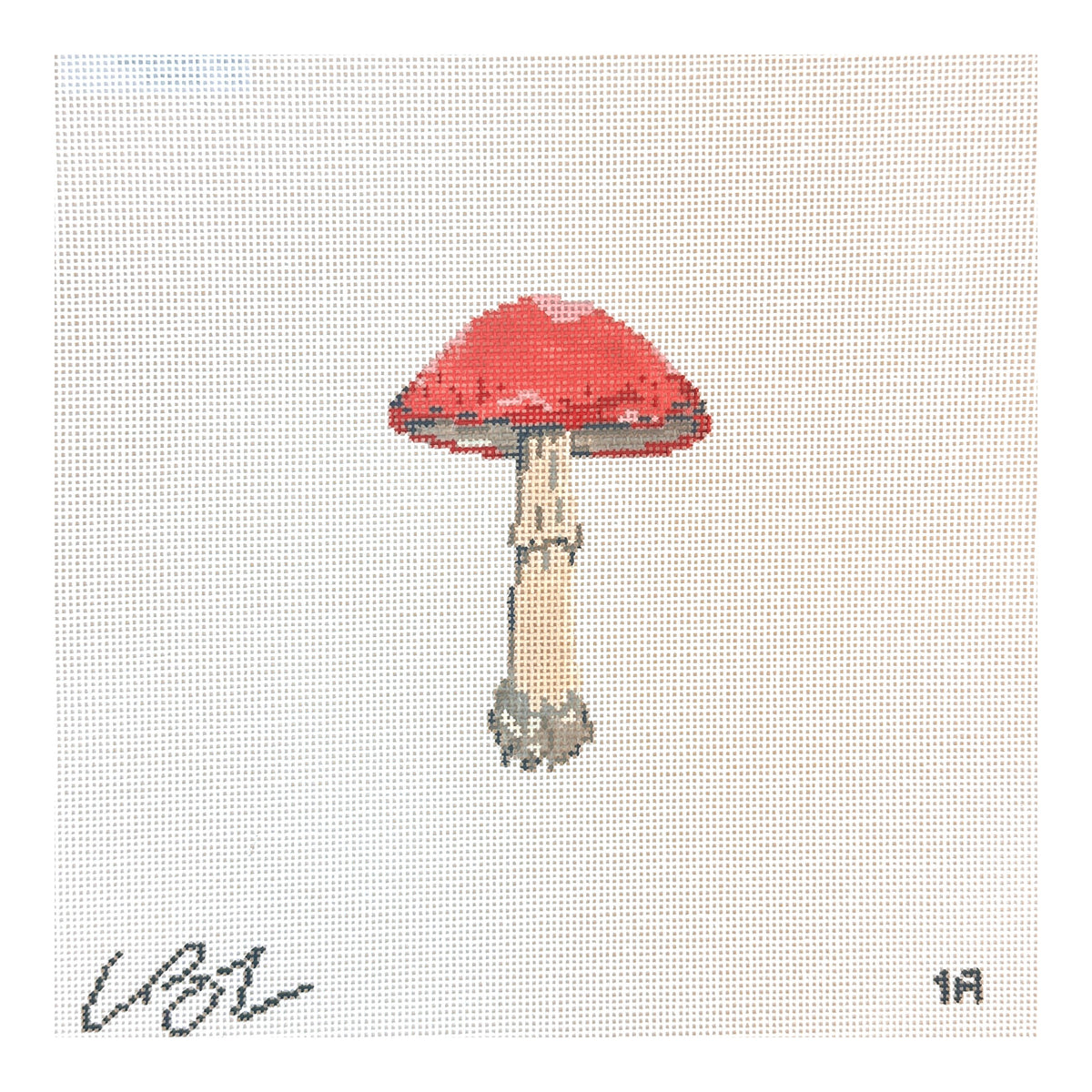 The Plum Stitchery Lia Burke Libaire Mushroom Needlepoint Canvas - Red Cap