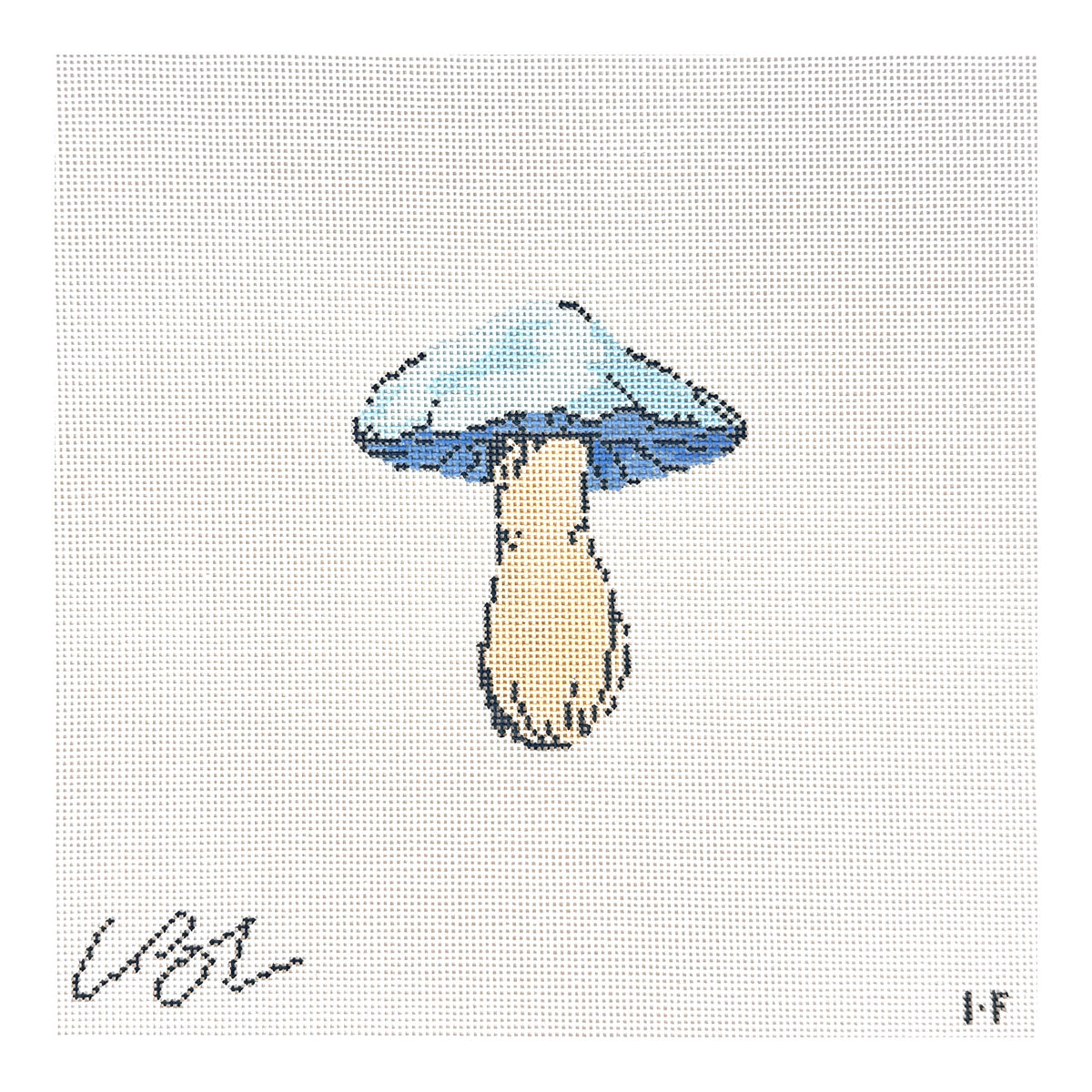The Plum Stitchery Lia Burke Libaire Mushroom Series - Blue Top Needlepoint Canvas