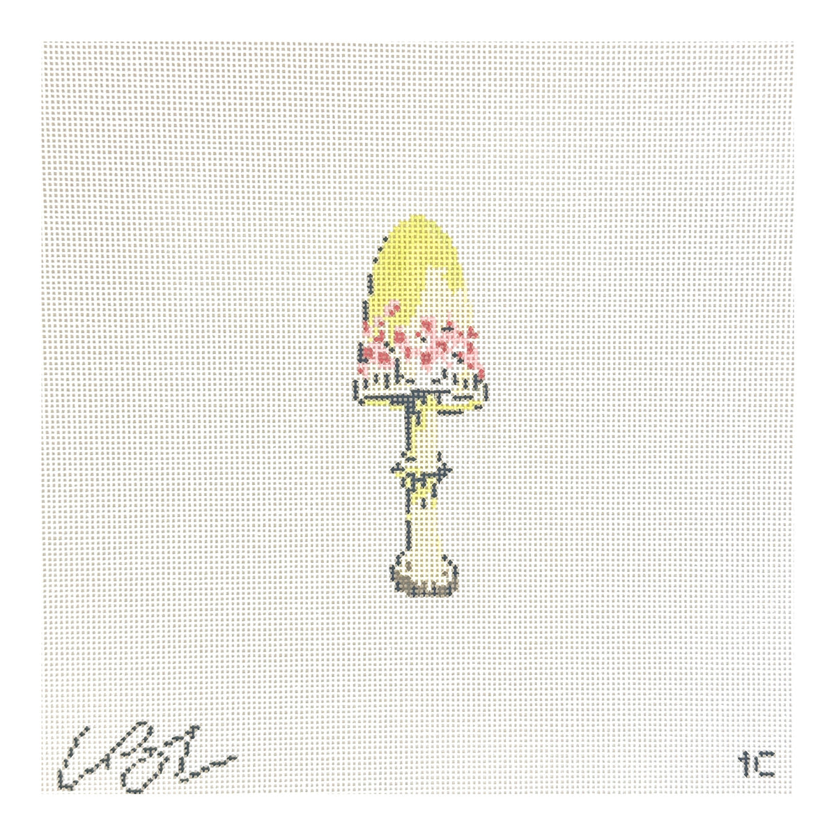 The Plum Stitchery Lia Burke Libaire Mushroom Series - Celery Needlepoint Canvas