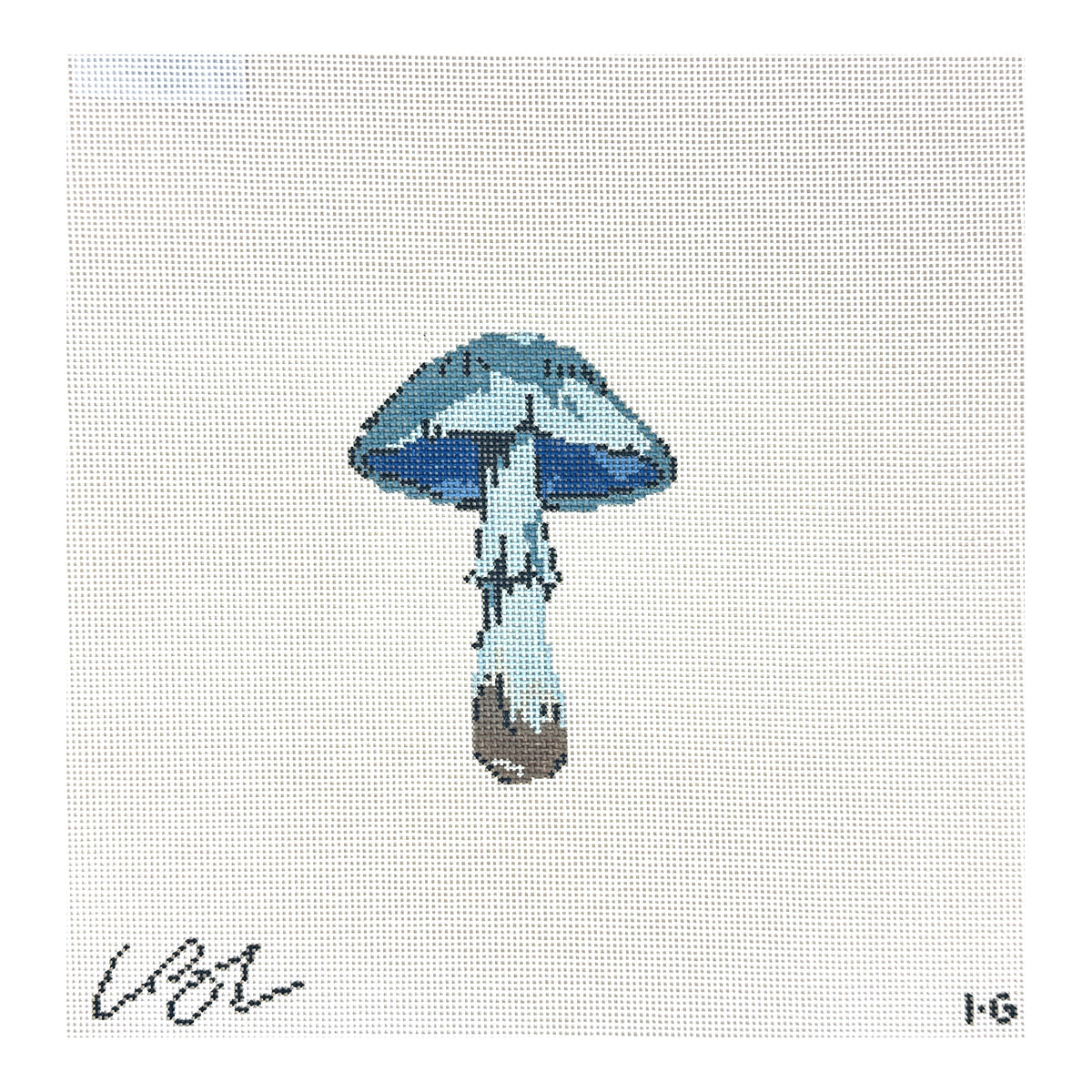 The Plum Stitchery Lia Burke Libaire Mushroom Series - Navy Needlepoint Canvas