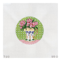 The Plum Stitchery The Stitched Garden Peonies Needlepoint Canvas