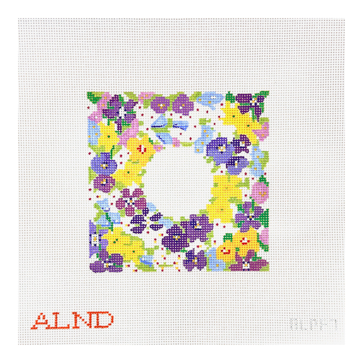 The Plum Stitchery Amy Lewandowski Petite Fleur Needlepoint Canvas - 4 inches square