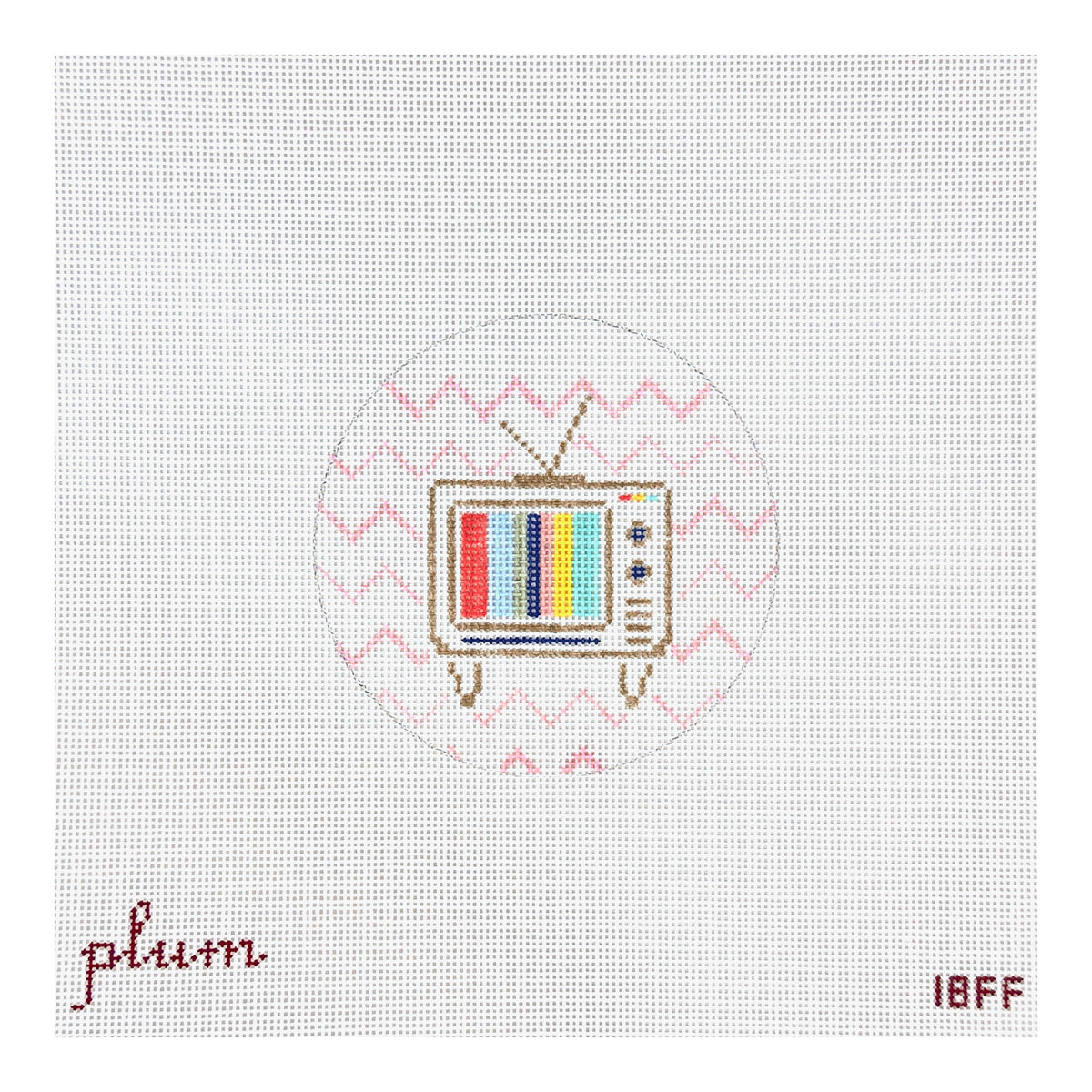 The Plum Stitchery Retro Series - Television Needlepoint Canvas