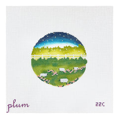 The Plum Stitchery Sheep On a Hillside Needlepoint Canvas