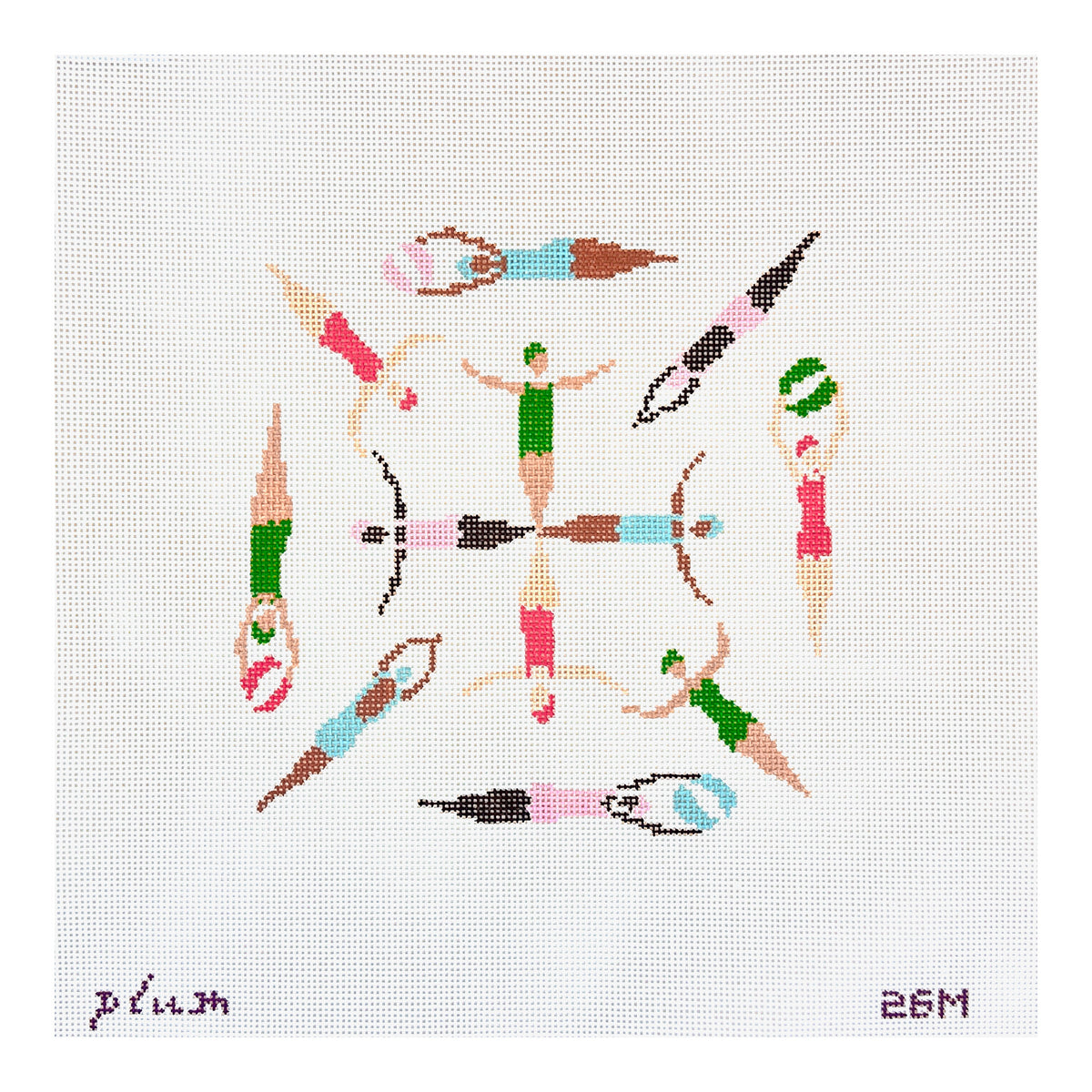 The Plum Stitchery Synchronized Swimmers Needlepoint Canvas