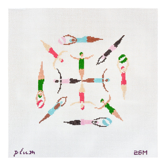 The Plum Stitchery Synchronized Swimmers Needlepoint Canvas