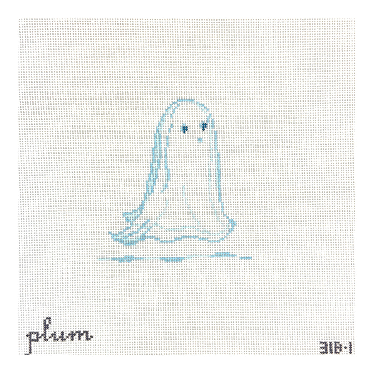 The Plum Stitchery  The Boo and White Collection Ghost #1 Needlepoint Canvas