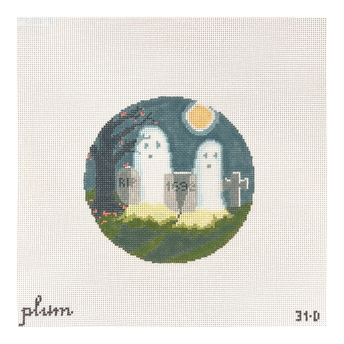 The Plum Stitchery The Spooky Series Graveyard Needlepoint Canvas
