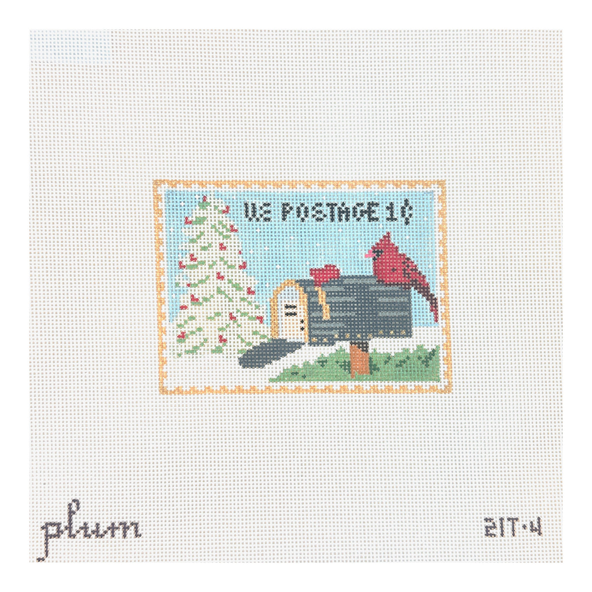 The Plum Stitchery Vintage Stamp Collection - Post Box Needlepoint Canvas