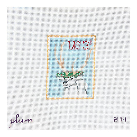 The Plum Stitchery Vintage Stamp Collection - Reindeer Needlepoint Canvas