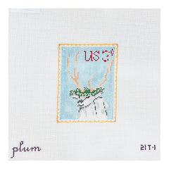 The Plum Stitchery Vintage Stamp Collection - Reindeer Needlepoint Canvas