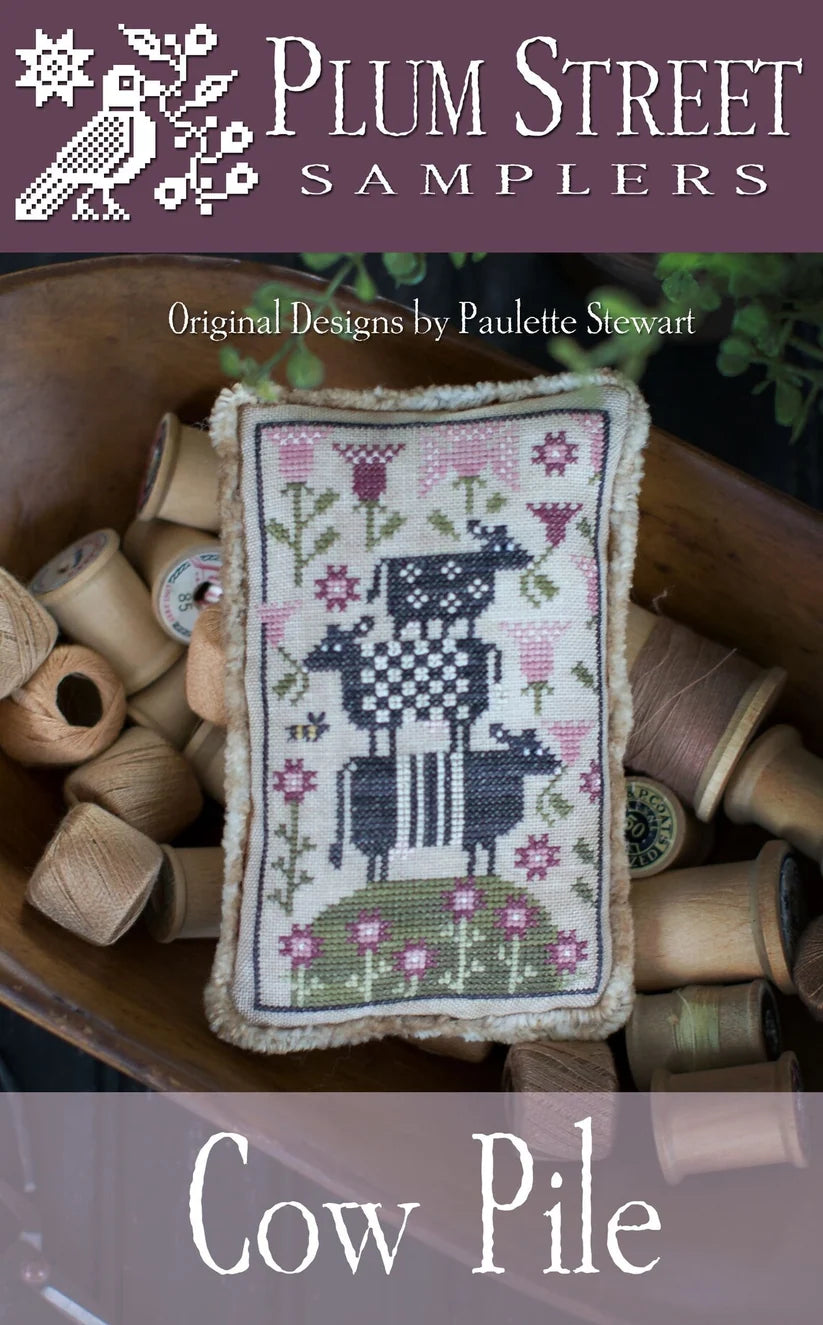 Plum Street Samplers Cow Pile Cross Stitch Pattern