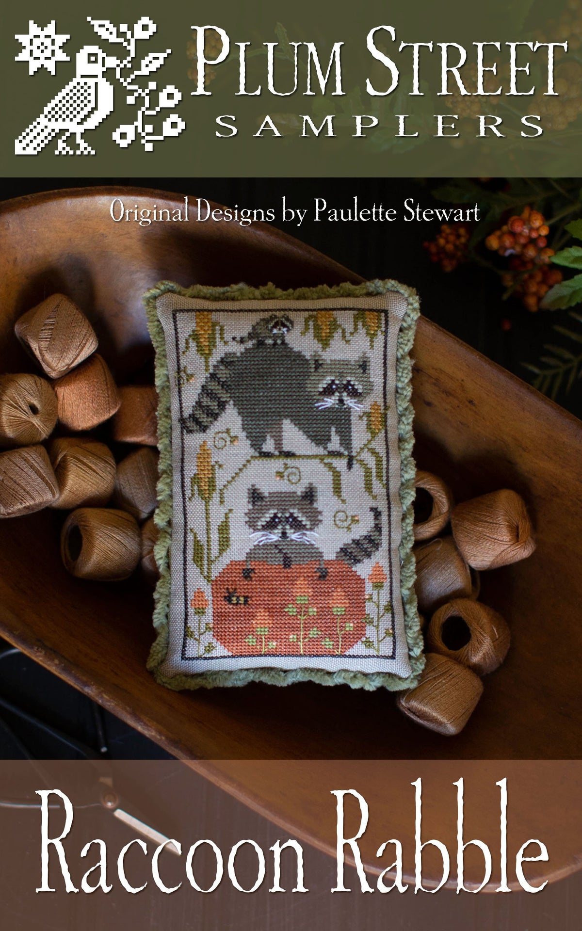 Plum Street Samplers Raccoon Rabble Cross Stitch Pattern