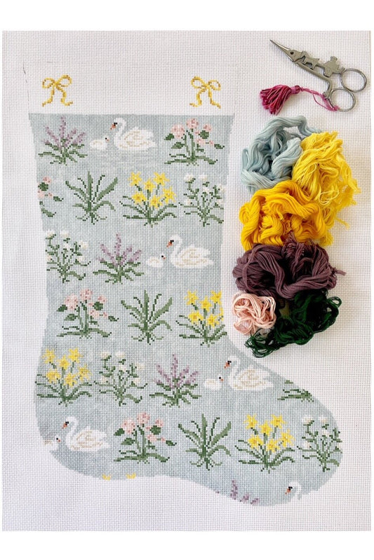 The Plum Stitchery Floral Stocking Needlepoint Canvas
