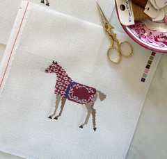 The Plum Stitchery Horse Collection Needlepoint Canvas - Burgundy