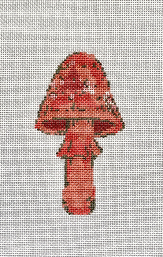 The Plum Stitchery Mushroom Needlepoint Canvas - Hot Coral