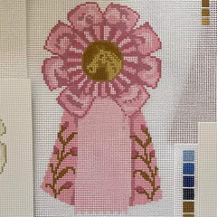 The Plum Stitchery Rosette Ribbon Collection Needlepoint Canvas - Pink