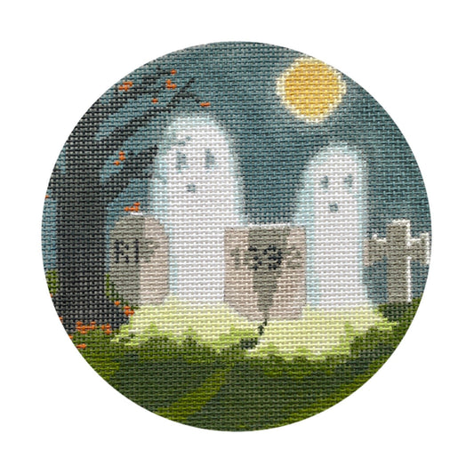 The Plum Stitchery The Spooky Series Graveyard Needlepoint Canvas