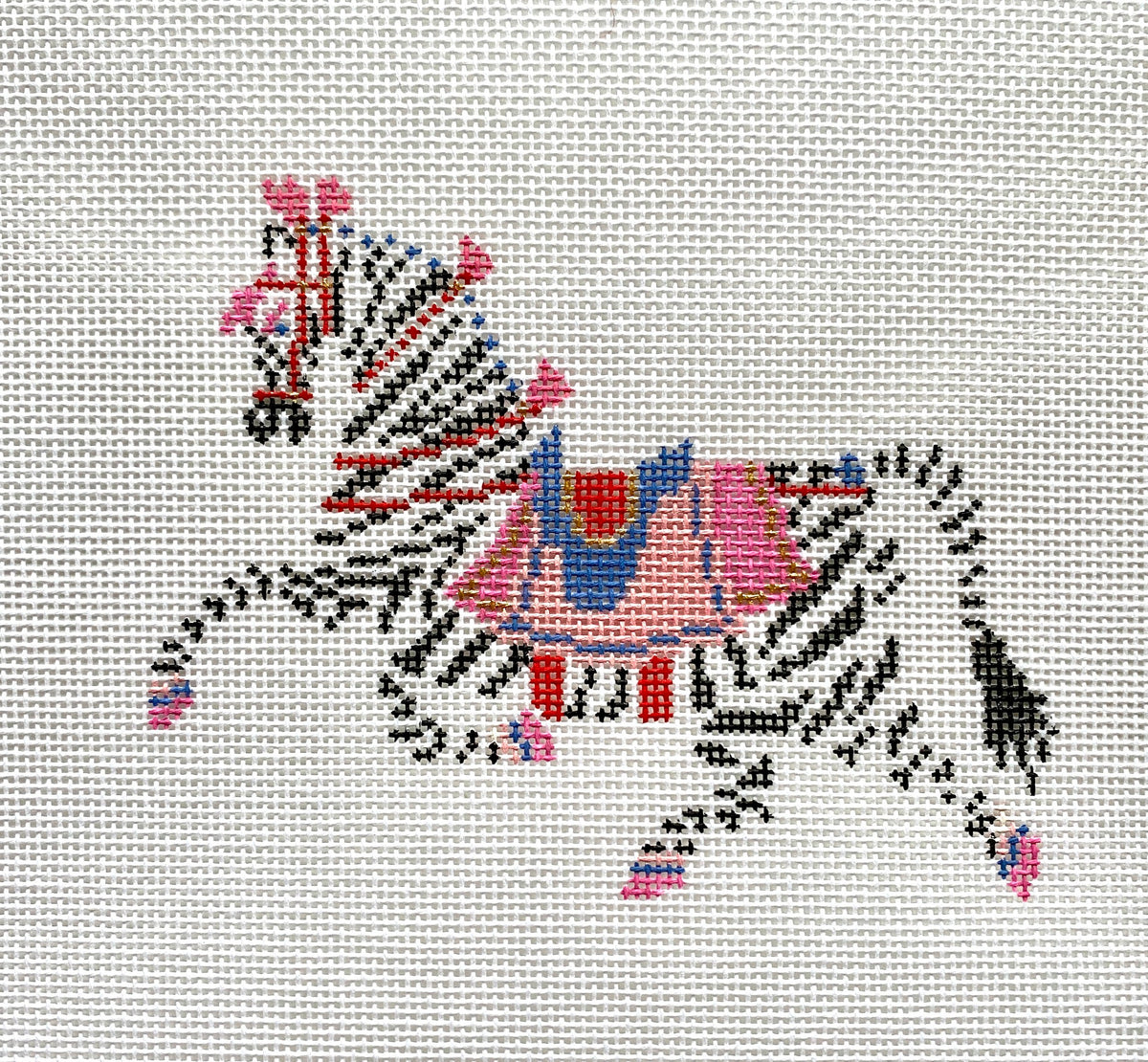 The Plum Stitchery Petite Zebra Zsa Zha Needlepoint Canvas