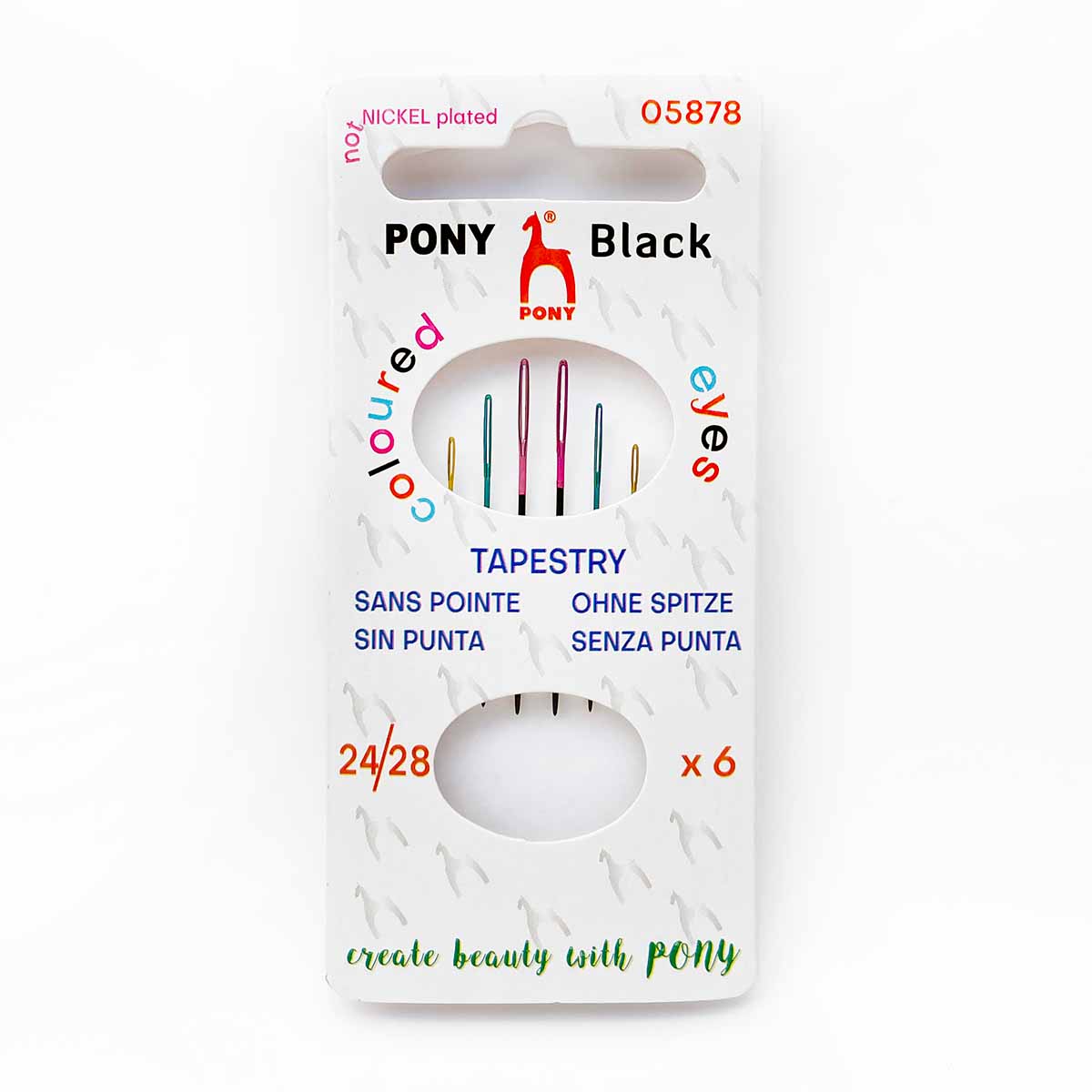 PONY Black Tapestry Embroidery Needles with Color Eye - Sizes 24-28