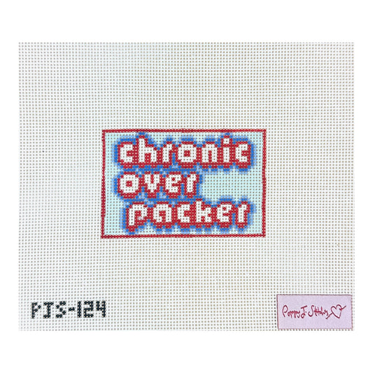 Poppy J Stitches Chronic Overpacker Luggage Tag Needlepoint Canvas
