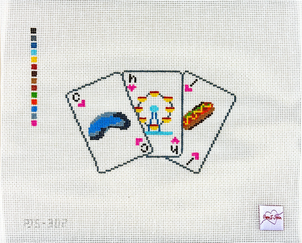 Poppy J Stitches Destination Playing Cards Chicago Needlepoint Canvas