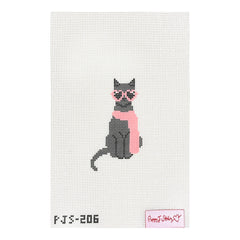 Poppy J Stitches Fab Cat Needlepoint Canvas - Black