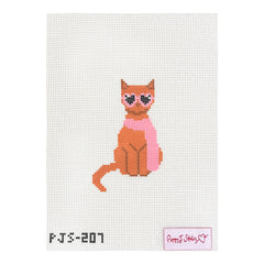 Poppy J Stitches Fab Cat Needlepoint Canvas - Orange