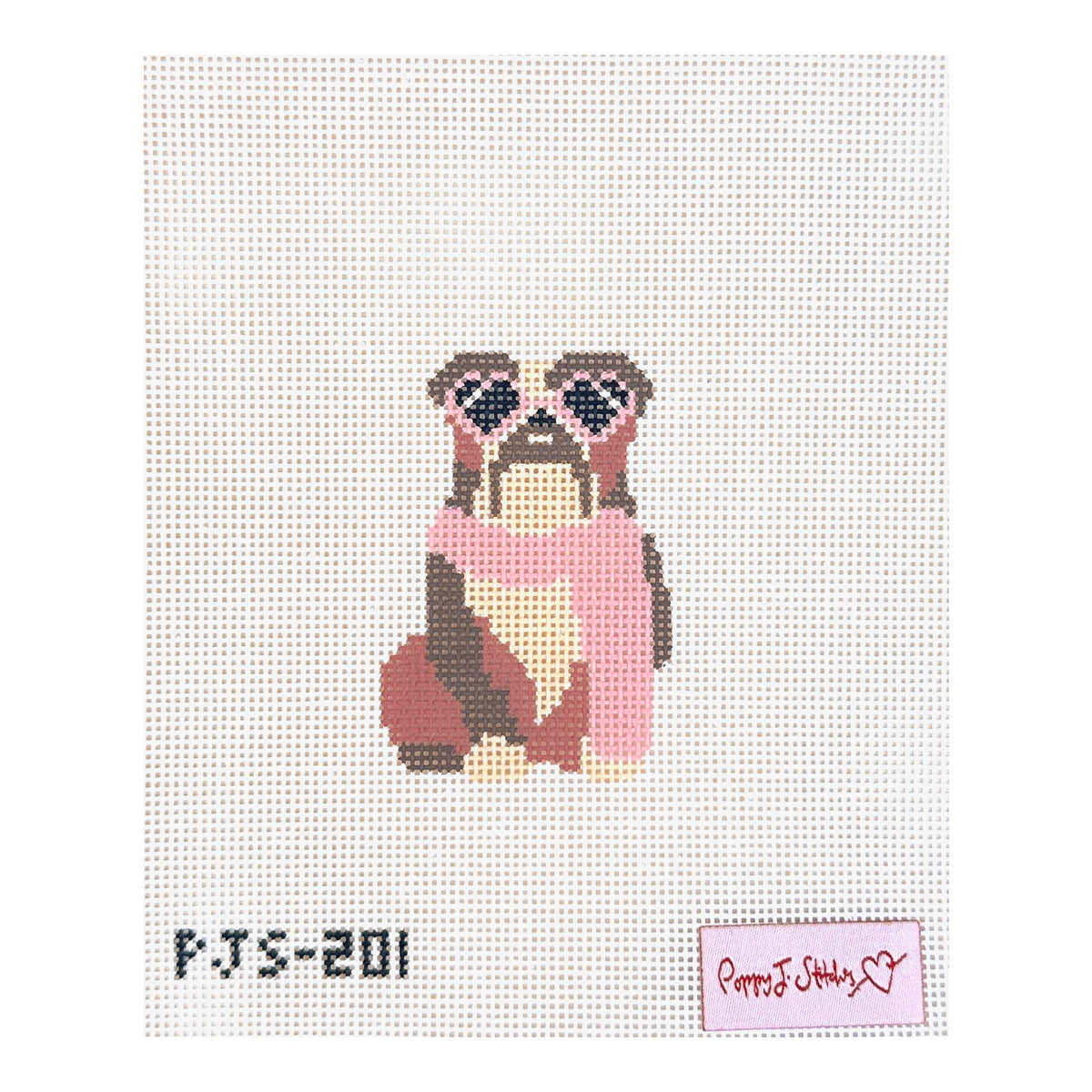 Poppy J Stitches Fab Pup Needlepoint Canvas - Bulldog