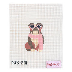 Poppy J Stitches Fab Pup Needlepoint Canvas - Bulldog