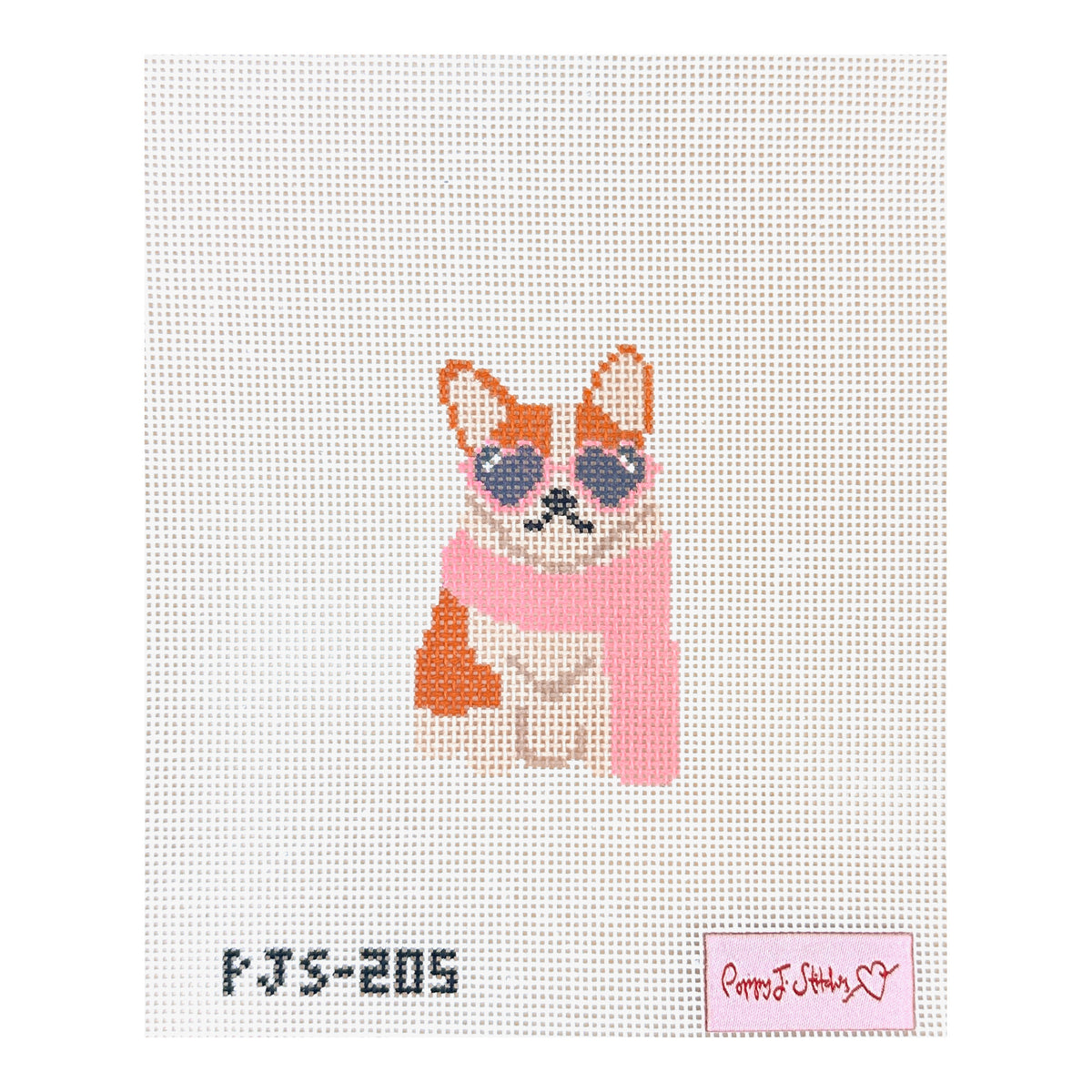 Poppy J Stitches Fab Pup Needlepoint Canvas - Corgi