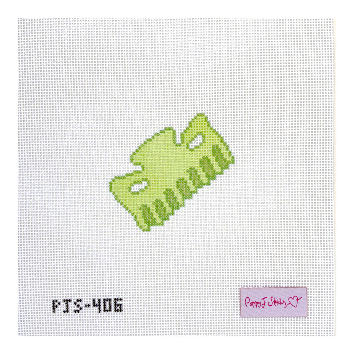 Poppy J Stitches Green Hair Clip Needlepoint Canvas