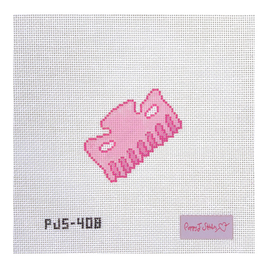 Poppy J Stitches Pink Hair Clip Needlepoint Canvas
