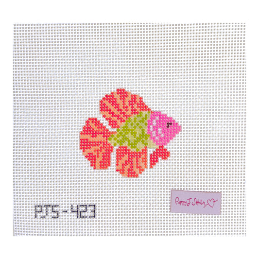 Poppy J Stitches Pink Rainbow Fish Needlepoint Canvas