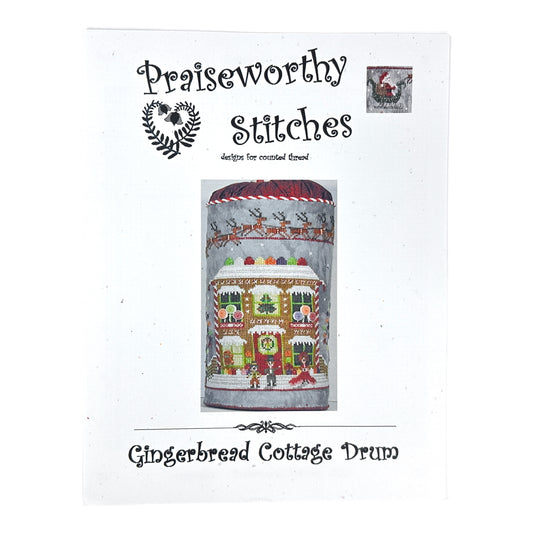 Praiseworthy Stitches Gingerbread Cottage Drum Cross Stitch Pattern