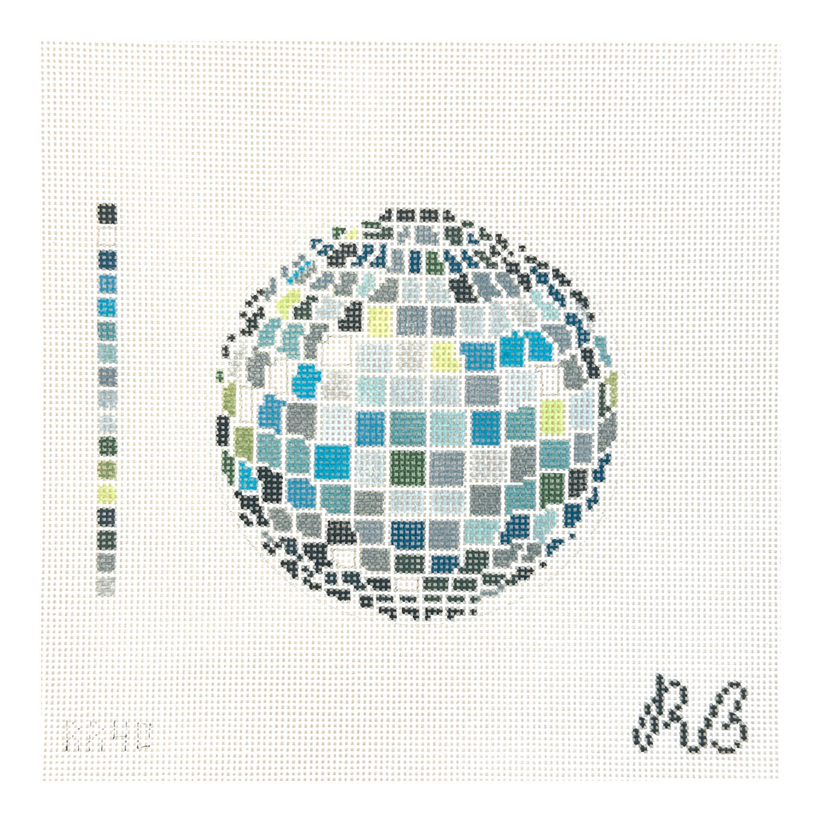 Rachel Barri Disco Ball Needlepoint Canvas - Cool Tones