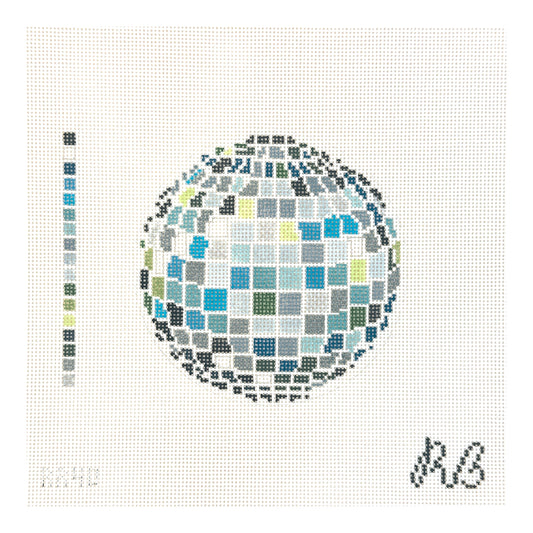 Rachel Barri Disco Ball Needlepoint Canvas - Cool Tones