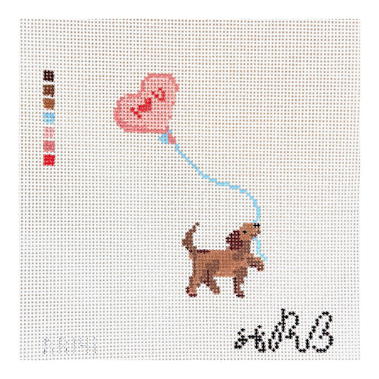 Rachel Barri Sabina Fenn I Love You Puppy Needlepoint Canvas