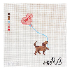 Rachel Barri Sabina Fenn I Love You Puppy Needlepoint Canvas