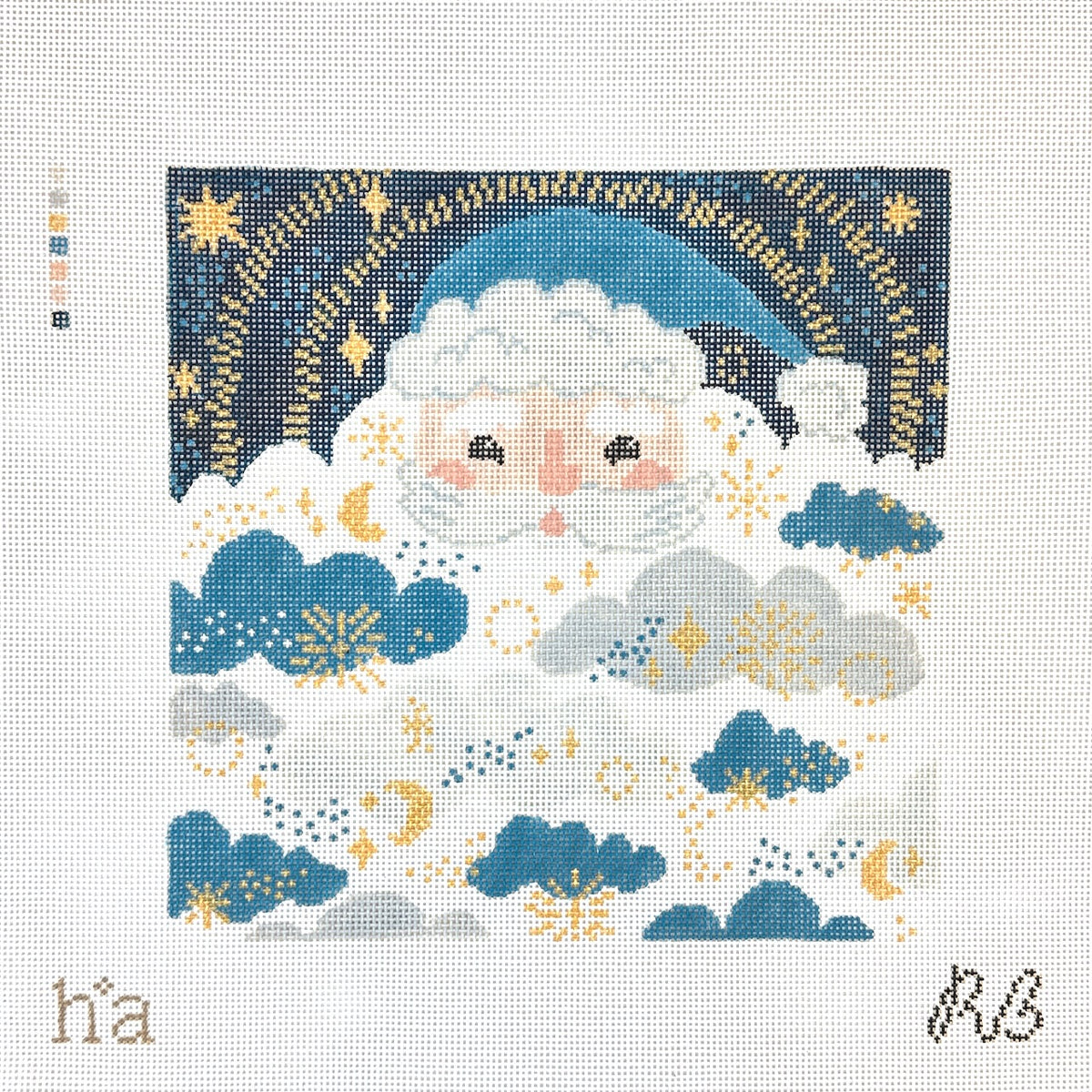 Rachel Barri Santa Cloud Beard Needlepoint Canvas