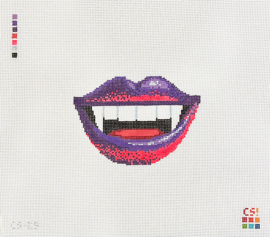 Rachel Barri The Colorful Stitch Vampy Lips Needlepoint Canvas