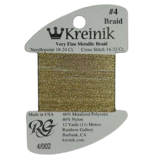 Rainbow Gallery Kreinik Braid #4 - 002 Gold