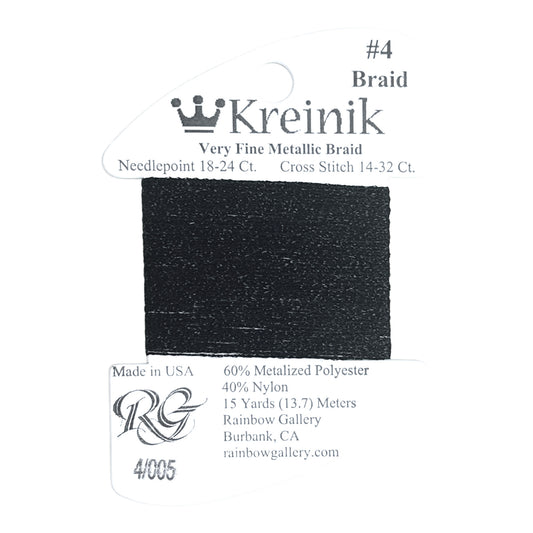 Rainbow Gallery Kreinik Braid #4 - 005 Black