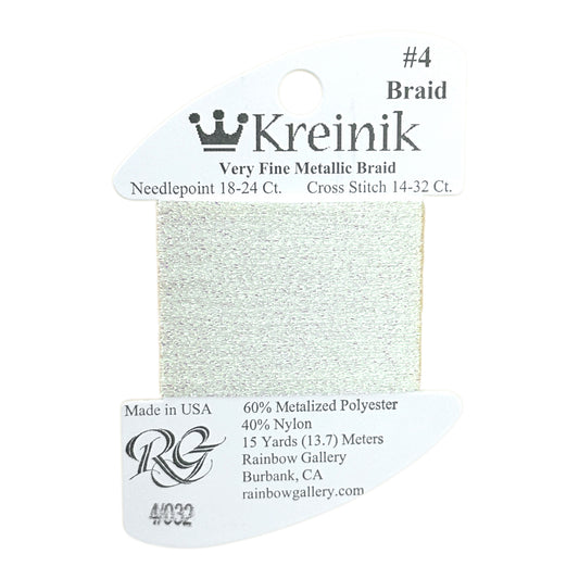 Rainbow Gallery Kreinik Braid #4 - 032 Pearl