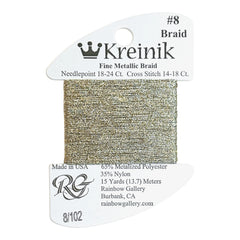 Rainbow Gallery Kreinik Fine Braid #8 - 102 Vatican Gold