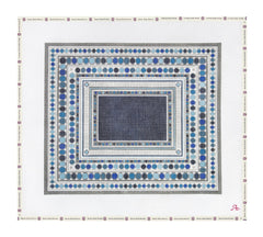 Rachel Barri China Pattern XL Blank Center Silver/Blue Needlepoint Canvas