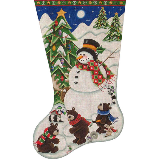 Rebecca Wood Designs Building A Snowman Needlepoint Canvas - 18M