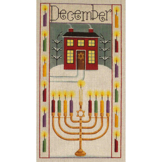Rebecca Wood Designs December Chanukah Folk Banner Needlepoint Canvas